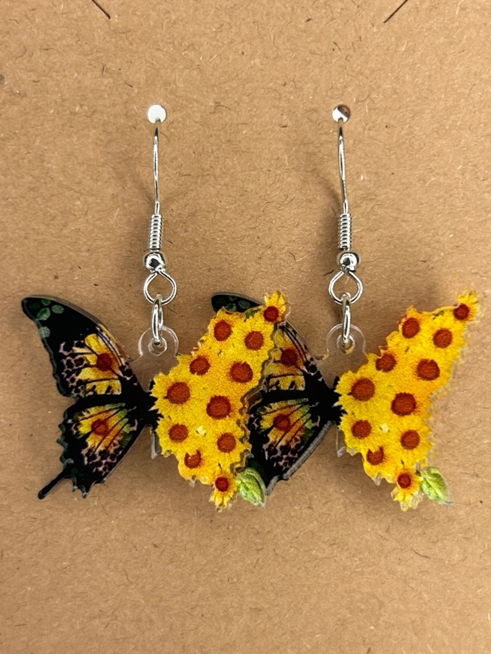 Butterfly Sunflower Drop Earrings - Fashion Jewelry
